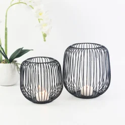 Aja sort metal lanterne 17 cm