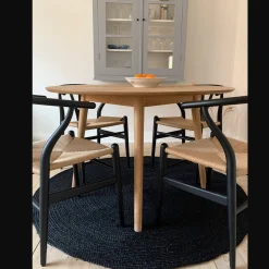 Alex rundt tæppe - Sort jute Ø150 cm