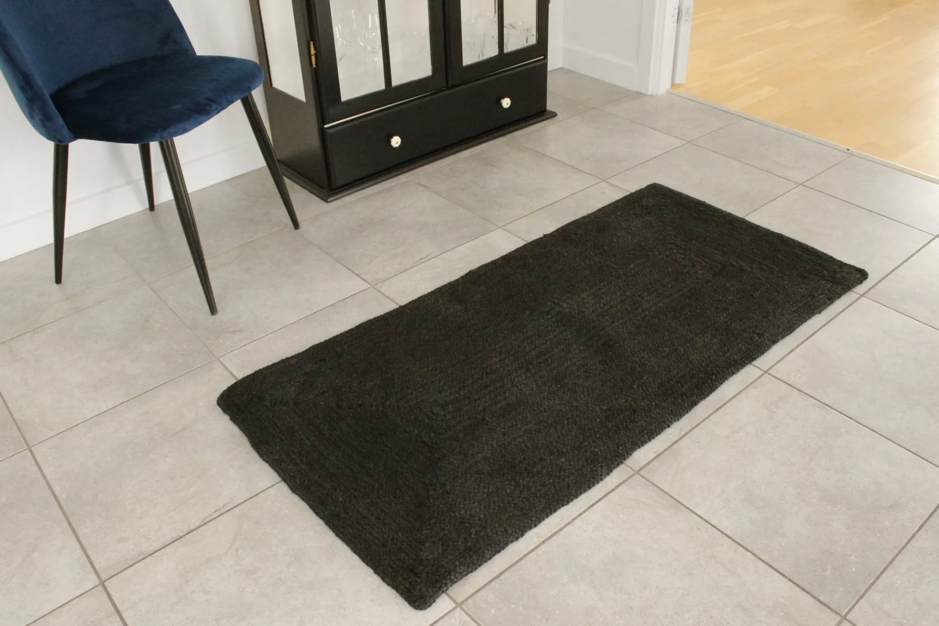 Alex tæppe - Sort jute 135x65