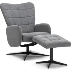 Alfred lænestol med vippefunktion og fodskammel i grå