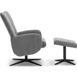 Alfred lænestol med vippefunktion og fodskammel i grå