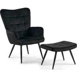 Allison Lænestol med Skammel - sort velour