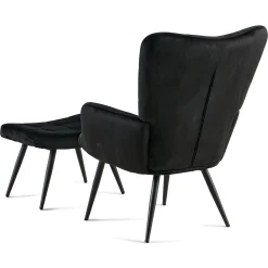 Allison Lænestol med Skammel - sort velour