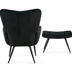 Allison Lænestol med Skammel - sort velour