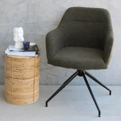 Amanda Spisebordsstol - Grøn Boucle Med Drejefunktion 360 Grader