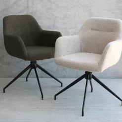 Amanda Spisebordsstol - Grøn Boucle Med Drejefunktion 360 Grader