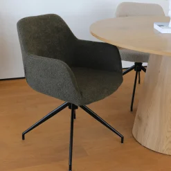 Amanda Spisebordsstol - Grøn Boucle Med Drejefunktion 360 Grader