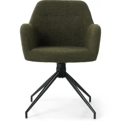 Amanda Spisebordsstol - Grøn Boucle Med Drejefunktion 360 Grader