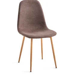 Anna spisebordsstol - brun tekstil med egelook