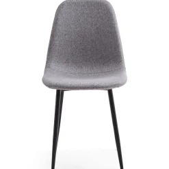 Anna spisebordsstol - Grå tekstil med sorte ben