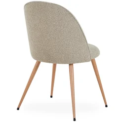 Annika spisebordsstol - Beige boucle stof med ben i egetræslook