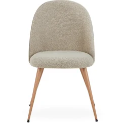Annika spisebordsstol - Beige boucle stof med ben i egetræslook