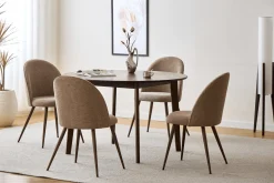 Annika spisebordsstol - sand tekstil med røget egelook