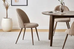 Annika spisebordsstol - sand tekstil med røget egelook