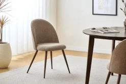 Annika spisebordsstol - sand tekstil med røget egelook