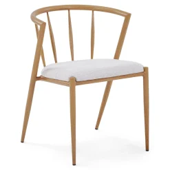 Bella spisebordsstol - Egelook med beige polstret sæde