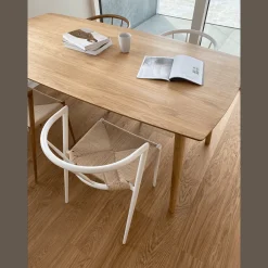 Bella spisebordsstol - Hvid med fletsæde