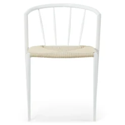 Bella spisebordsstol - Hvid med fletsæde