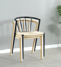 Bella spisebordsstol - Hvid med fletsæde