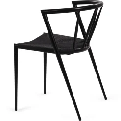 Bella spisebordsstol - Sort/sort med fletsæde
