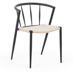 Bella spisebordsstol - Sort med fletsæde