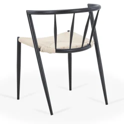 Bella spisebordsstol - Sort med fletsæde