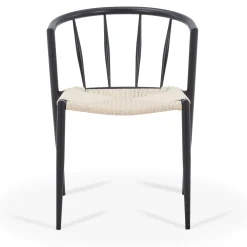 Bella spisebordsstol - Sort med fletsæde