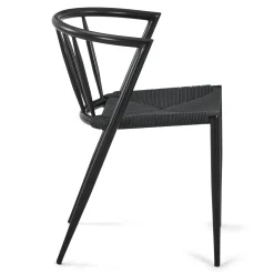 Bella spisebordsstol - Sort/sort med fletsæde