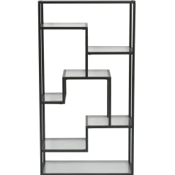 Bianca sort bogreol med glashylder 80x40x150