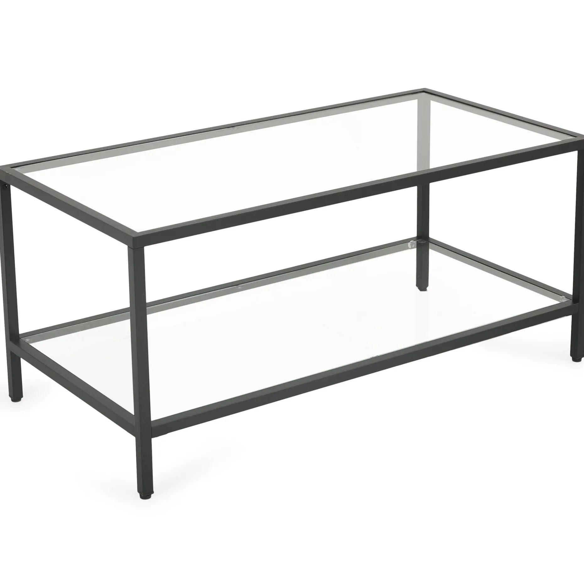 Bianca sort sofabord metalstel og glas - 100x50x40 cm