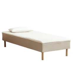 Boxmadras seng i beige 90x200 cm med 4 cm topmadras i PU-skum ekskl. ben