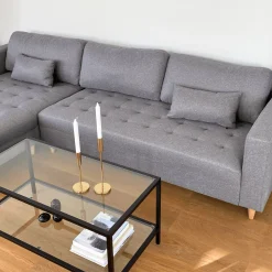 Brandy - Højrevendt og venstrevendt vendbar chaiselong sofa grå - L: 290  x D: 96 x H: 80 cm