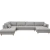 Brandy - højrevendt u-sofa i grå med chaiselong -  L: 366 x D: 211 x H: 80 cm