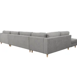 Brandy - højrevendt u-sofa i grå med chaiselong -  L: 366 x D: 211 x H: 80 cm