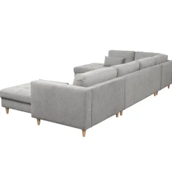 Brandy - højrevendt u-sofa i grå med chaiselong -  L: 366 x D: 211 x H: 80 cm
