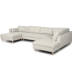 Brandy - venstrevendt u-sofa i beige med chaiselong - L: 366 x D: 211 x H: 80 cm