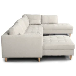 Brandy - venstrevendt u-sofa i beige med chaiselong - L: 366 x D: 211 x H: 80 cm