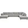 Brandy - venstrevendt u-sofa i grå med chaiselong -  L: 366 x D: 211 x H: 80 cm