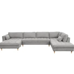 Brandy - venstrevendt u-sofa i grå med chaiselong -  L: 366 x D: 211 x H: 80 cm