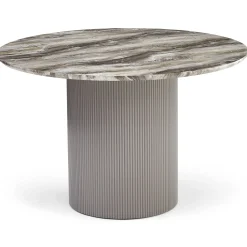 Carisma rundt spisebord beige marmorlook med søjleben Ø120 cm