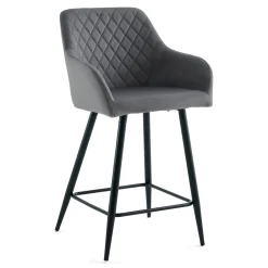 Carlo - barstol grå velour med armlæn 65 cm
