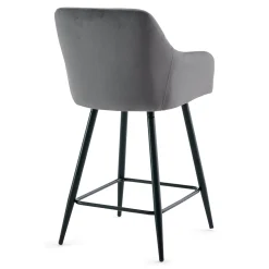 Carlo - barstol grå velour med armlæn 65 cm