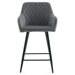 Carlo - barstol grå velour med armlæn 65 cm