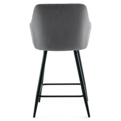Carlo - barstol grå velour med armlæn 65 cm