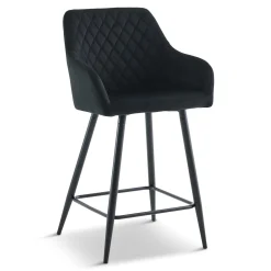 Carlo - barstol sort velour med armlæn 65 cm