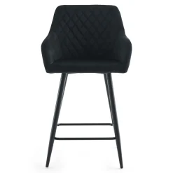 Carlo - barstol sort velour med armlæn 65 cm