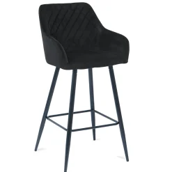 Carlo barstol - sort velour med armlæn 65 cm