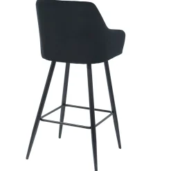 Carlo barstol - sort velour med armlæn 65 cm