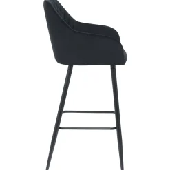 Carlo barstol - sort velour med armlæn 65 cm
