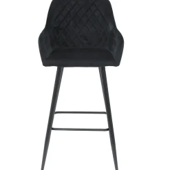 Carlo barstol - sort velour med armlæn 65 cm